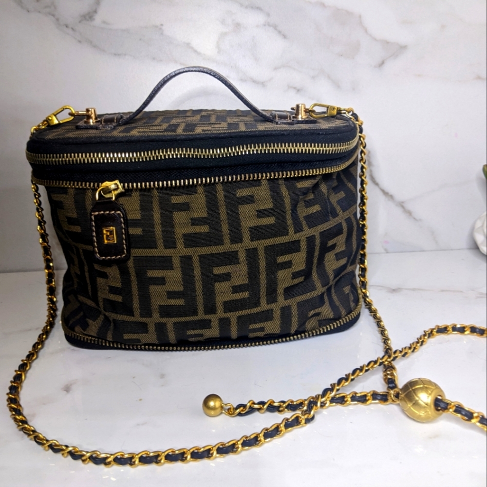 Authentic Fendi Zucca Vanity Handbag